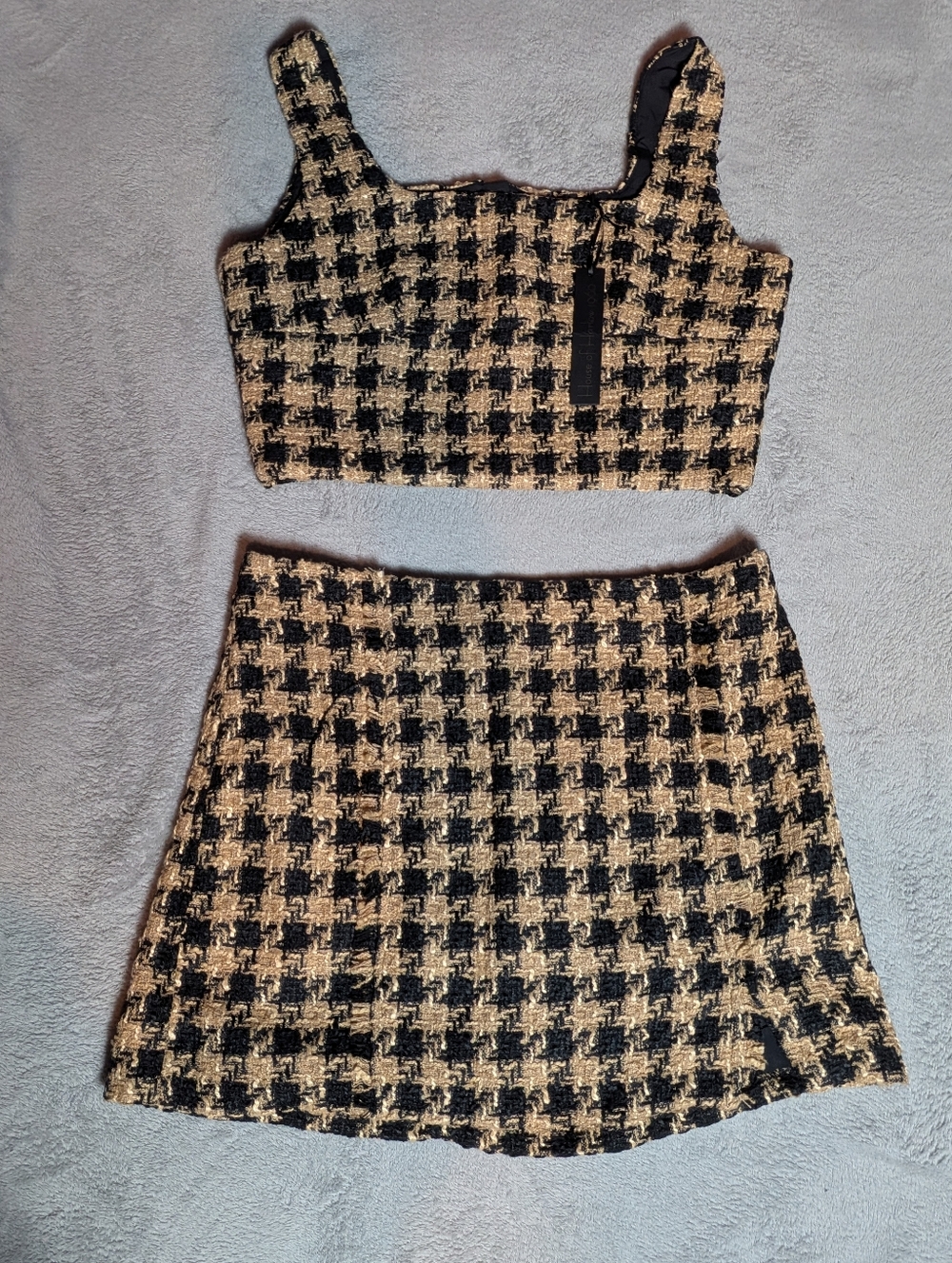 House of Harlow 1960 Black & Beige Houndstooth Two-Piece Set